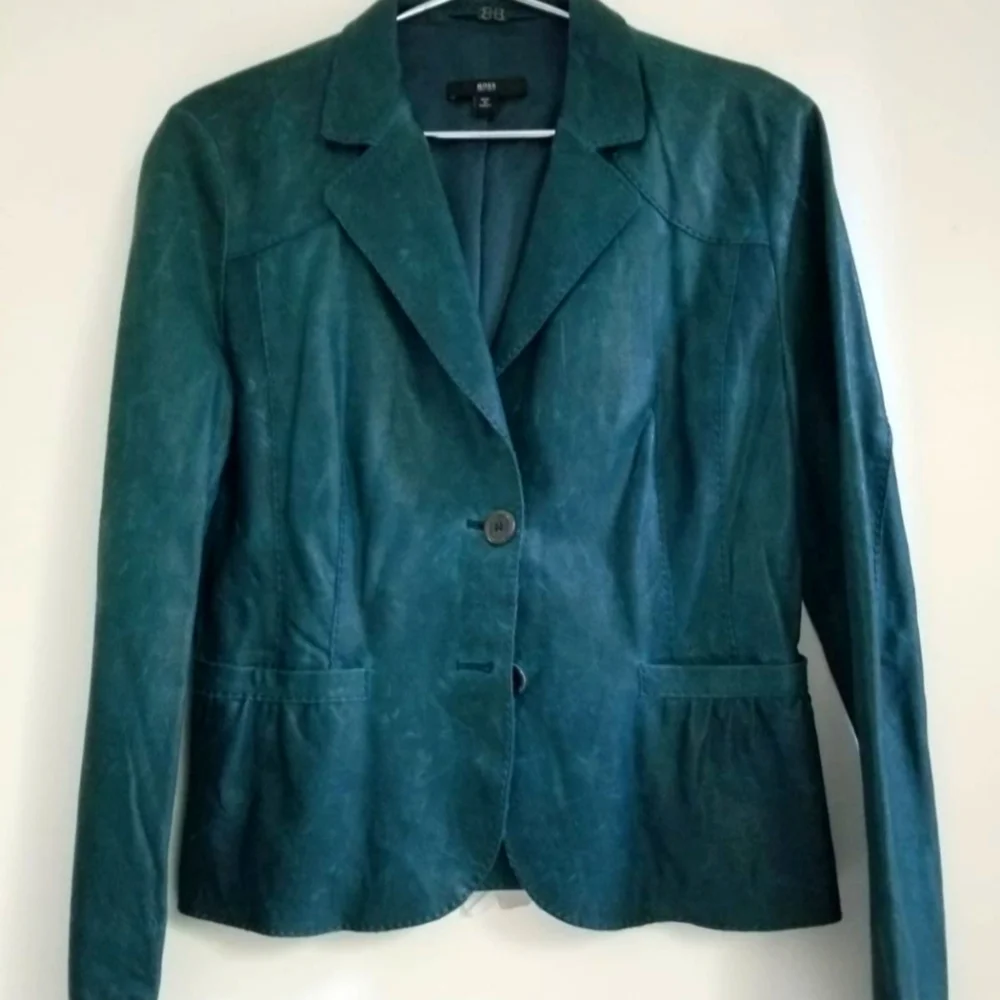 Boss Leather Jacket size 10 - Picture 1 of 8